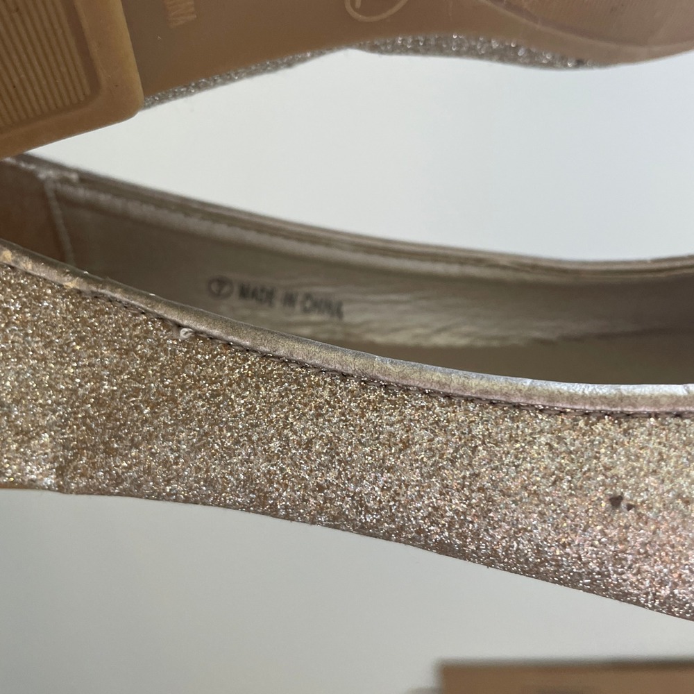 Gold Glitter Ballet Flats Womens Size 7 Sparkly Minimalist New York & Co Y2K 90s - Picture 6 of 8